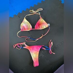 Plumeria thong bikini, L/XL